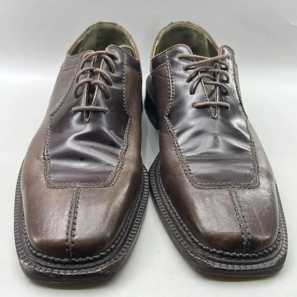 Mezlan Square Split Toe Derby Shoes Men Size 10.5 W Brown Leather Dress Oxford